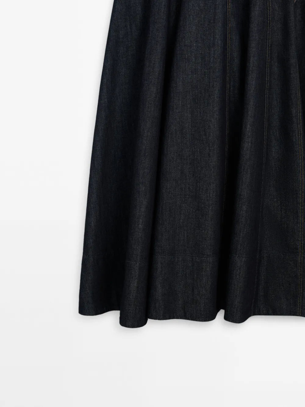 Vestido largo algodón pliegues denim
