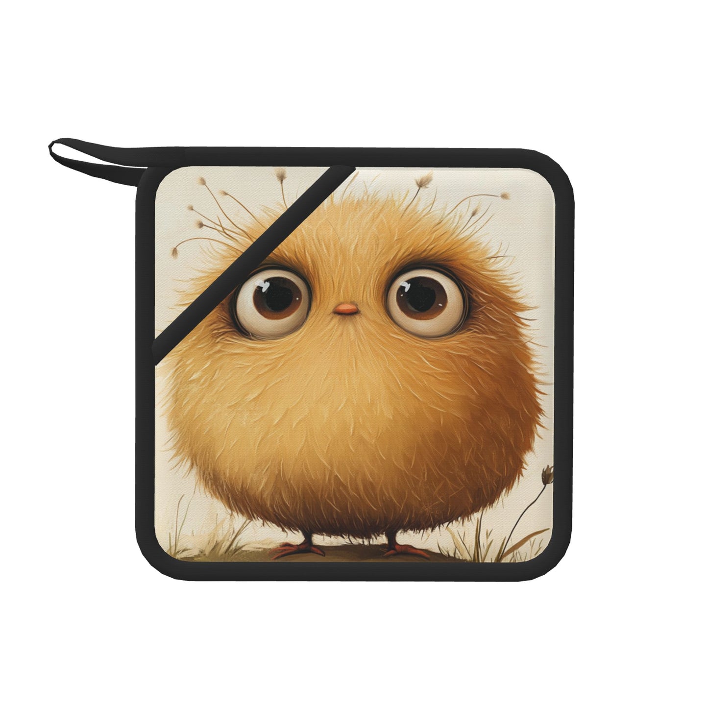Adorable Fluffy Round Bird Heat-Resistant Pot Holder – High-Temperature Insulation Mat (7.1×7.1 inches, Non-Slip & Durable)
