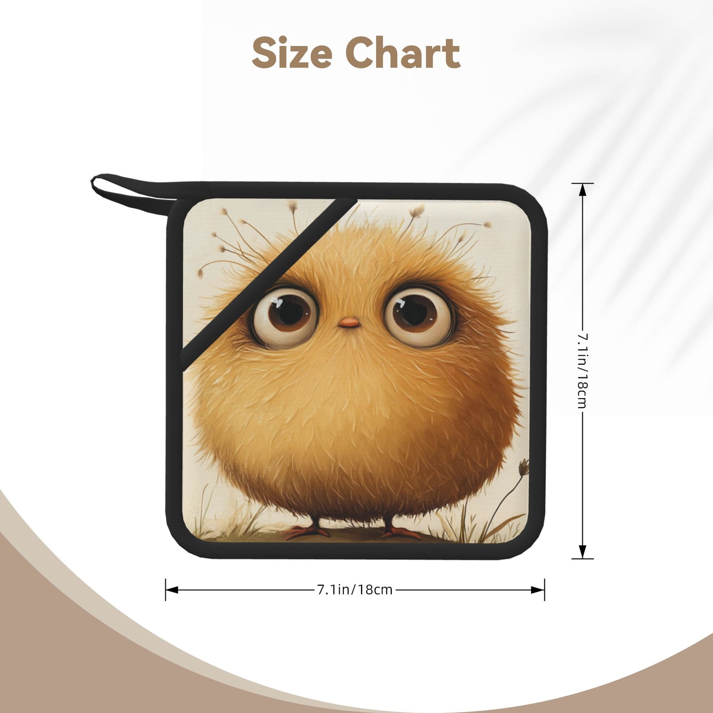 Adorable Fluffy Round Bird Heat-Resistant Pot Holder – High-Temperature Insulation Mat (7.1×7.1 inches, Non-Slip & Durable)