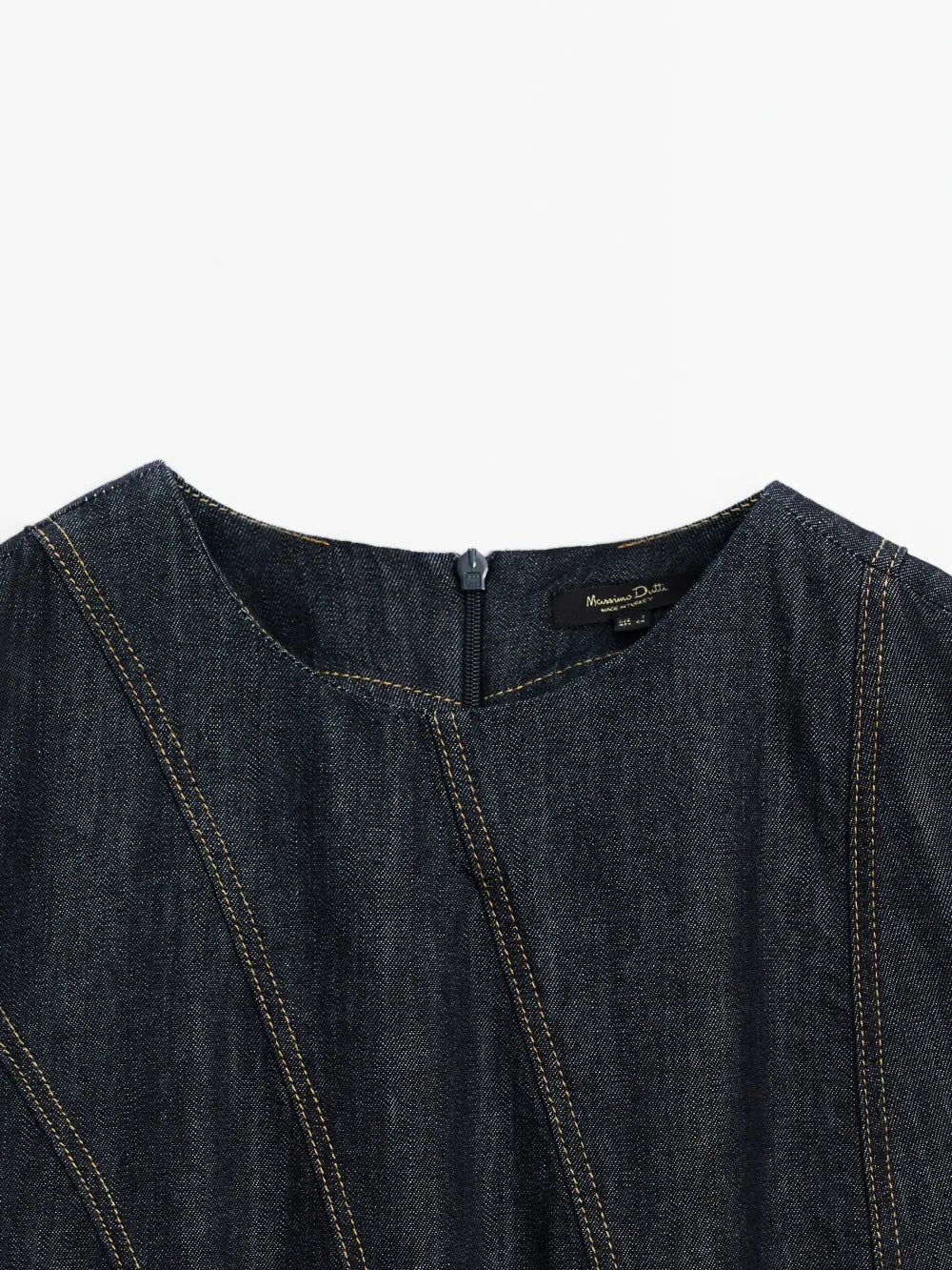Vestido largo algodón pliegues denim