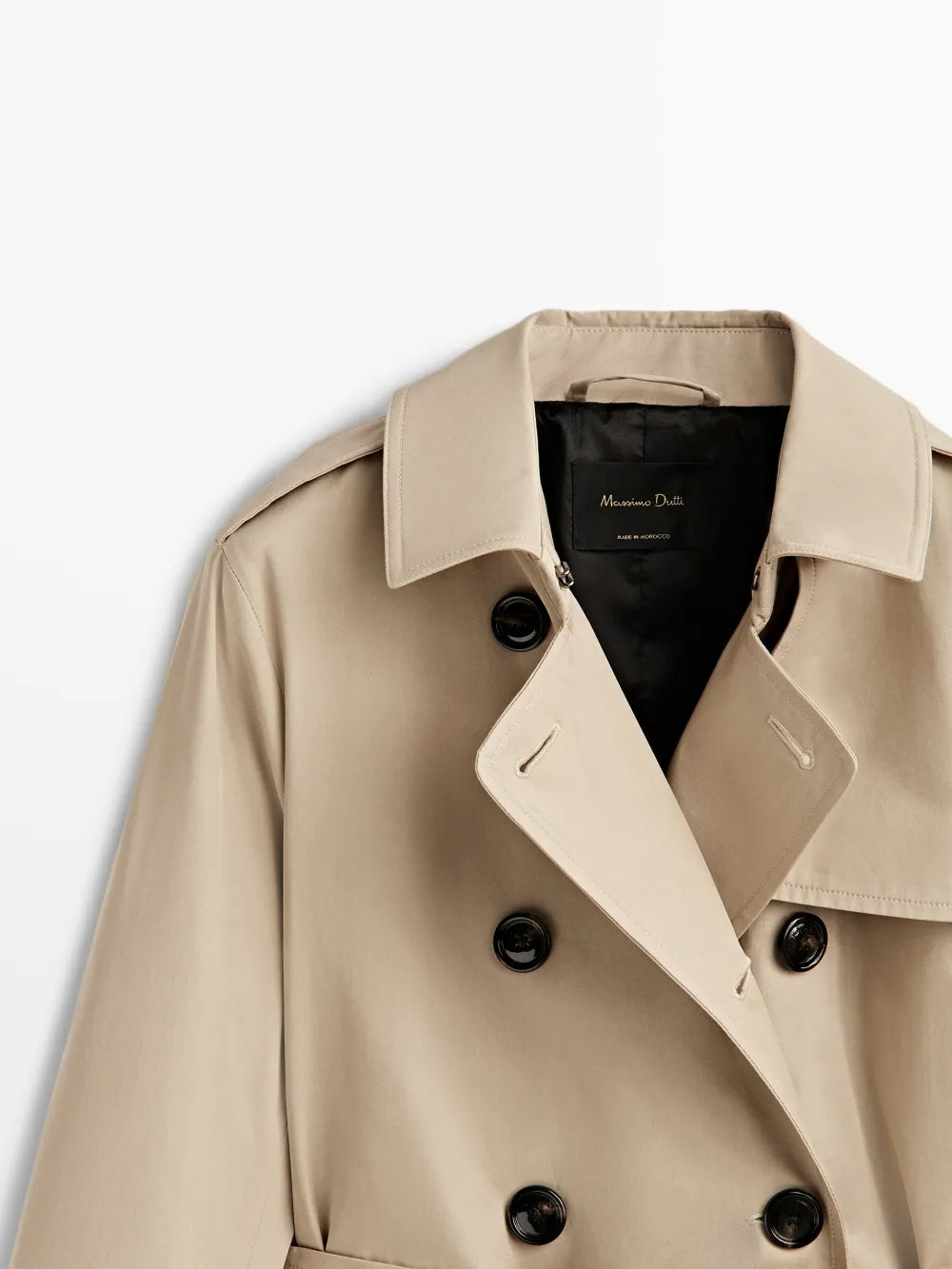 Gabardina con cinturón - BEIGE
