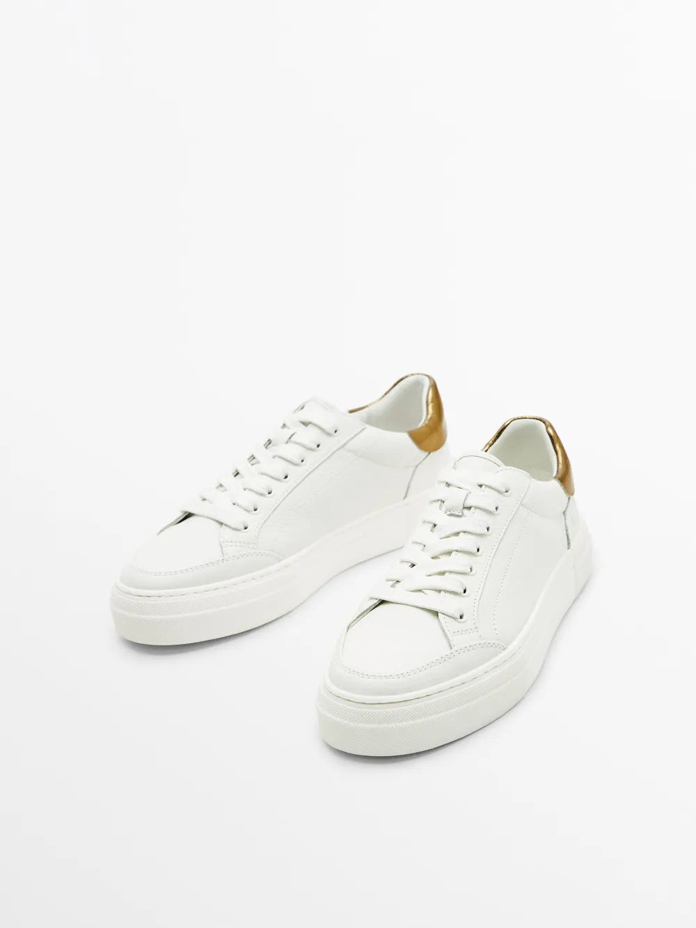 Deportivo piel talón laminado - BLANCO