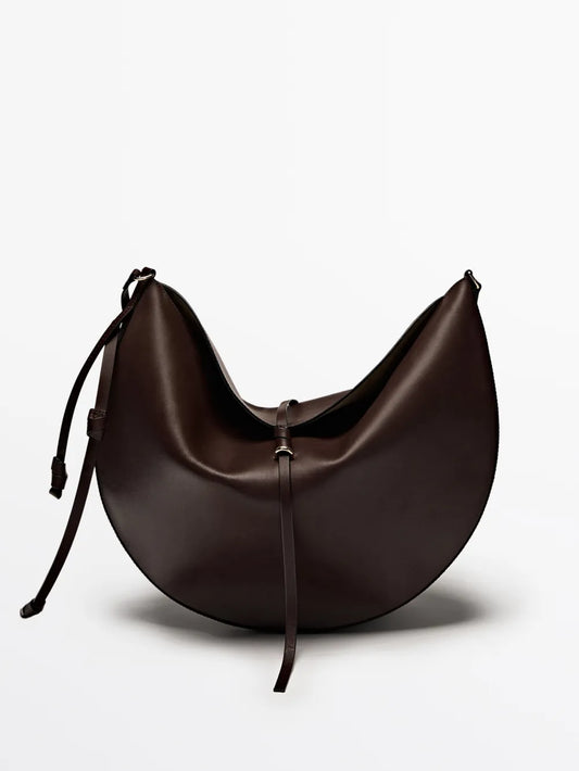 Bolso media luna piel napa
