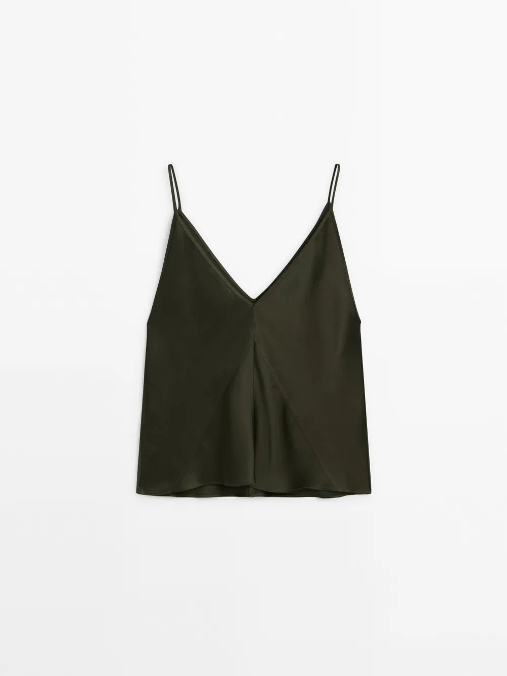 Top crop satinado escote pico