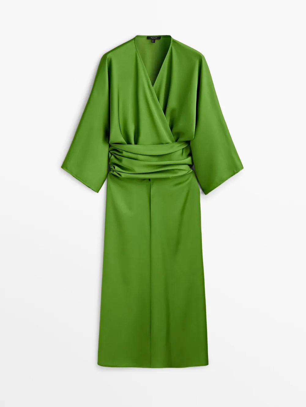 Vestido kimono fluido detalle fajín - VERDE