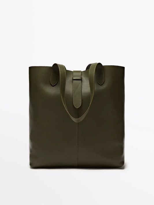 Bolso maxi saco piel napa - KAKI