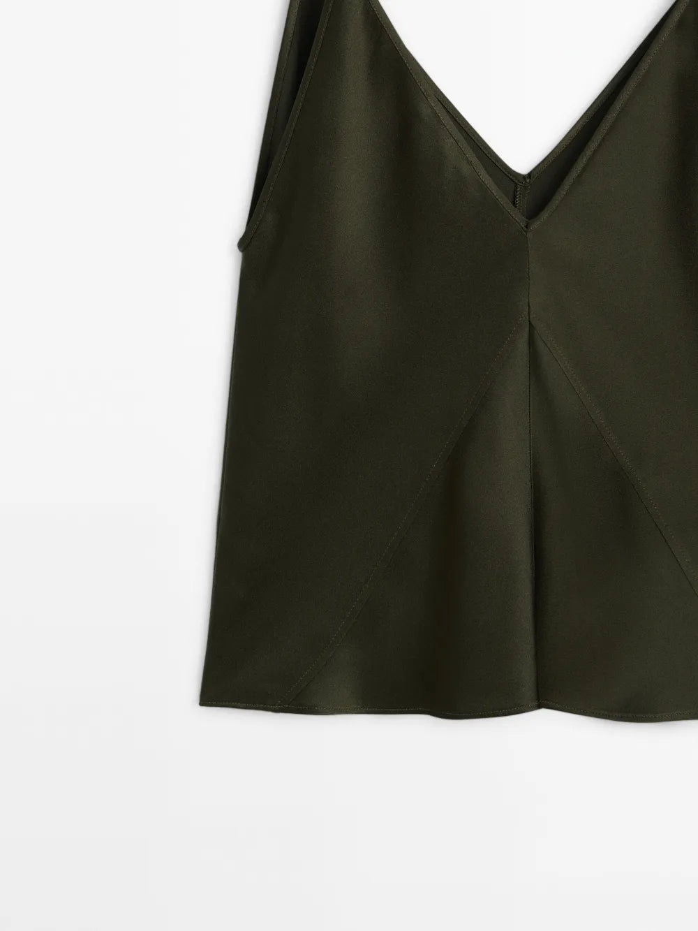 Top crop satinado escote pico