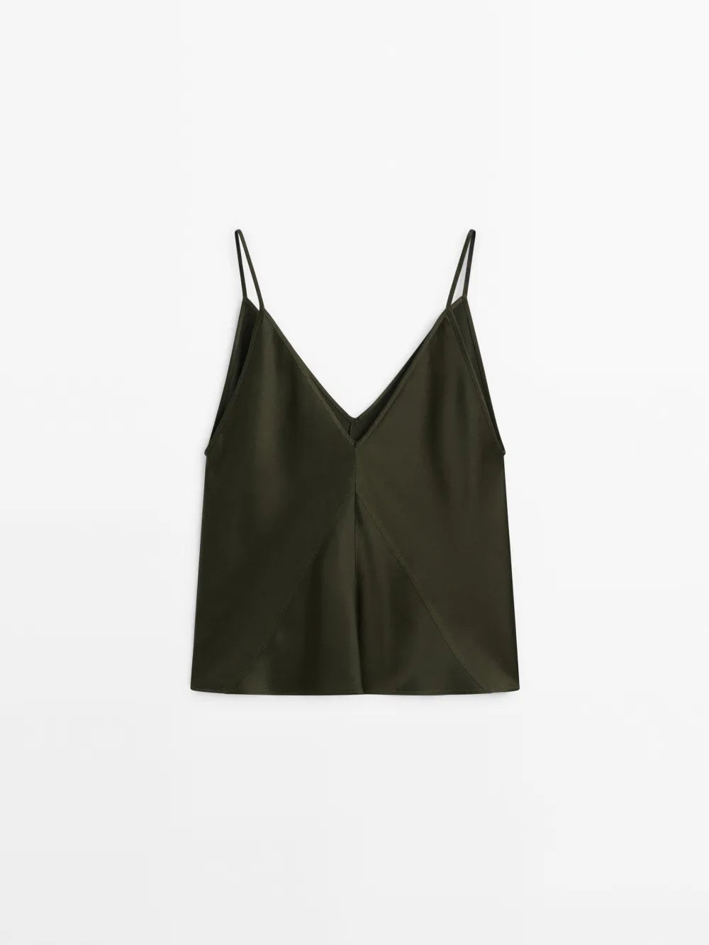 Top crop satinado escote pico