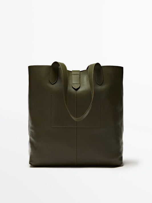 Bolso maxi saco piel napa - KAKI