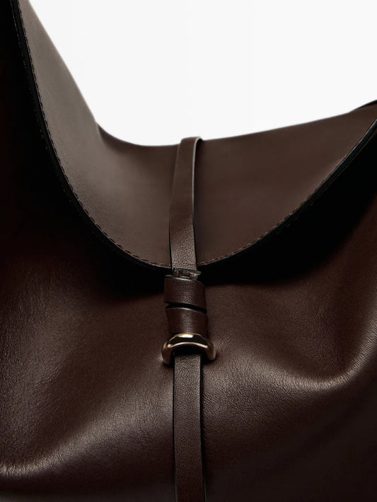 Bolso media luna piel napa