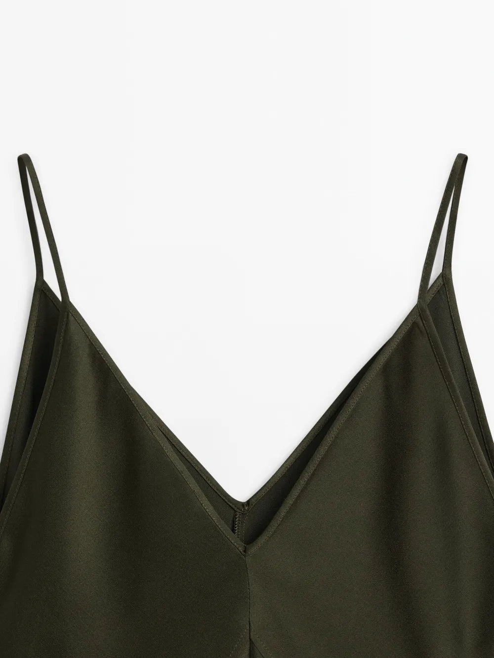 Top crop satinado escote pico