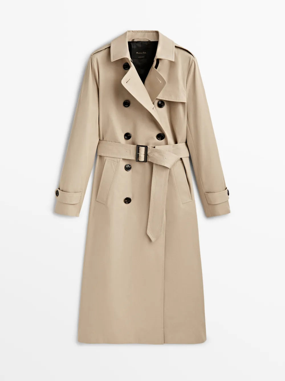 Gabardina con cinturón - BEIGE